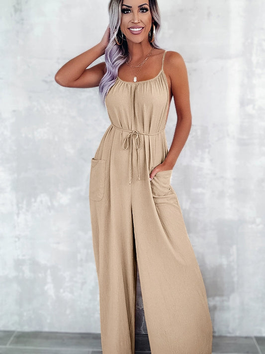 European and American Sexy Cold-Shoulder Sleeveless Jumpsuit Trousers Sling