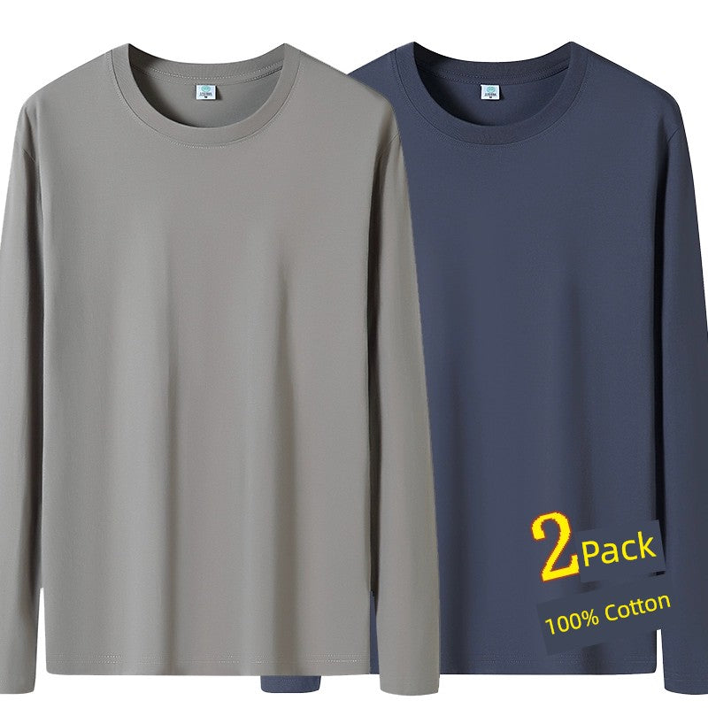 (Size 2XL) Men's Cotton Shirt Autumn Undershirt Long-Sleeved T-shirt