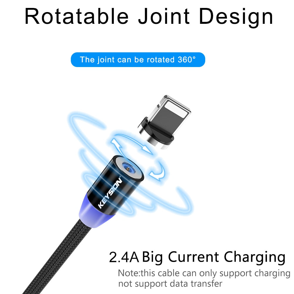 KEYSION LED Magnetic USB Cable Fast Charging Type C Cable Magnet Charger Data Charge Micro USB Cable Mobile Phone Cable USB Cord