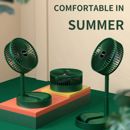 USB Rechargeable Folding Telescopic Floor Fan Mini Summer Mute Silent Desktop Table Fan Ventilador for Office Bedroom Cooler