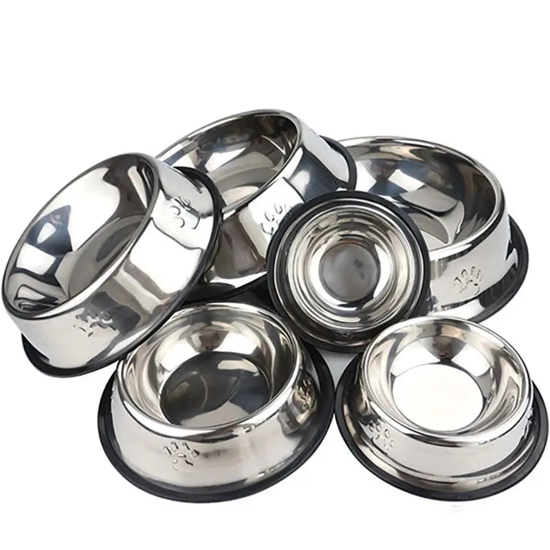 Elevate Your Pet's Dining Experience with Premium Paw Stainless Steel Skidproof Bowls - Anti-Ant Design for Dogs & Cats in 6 Perfect Sizes