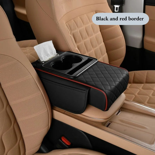 Auto Center Console Armrest Cushion with 2 Cup Holder Armrest Heightening Pad Auto Amrest Pillow Cover Pad for All Seasons