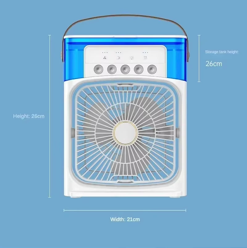 Mini Portable Humidifier Fan Air Conditioner Household Small Air Cooler Hydrocooling Portable Adjustment for Office 3 Speed Fan