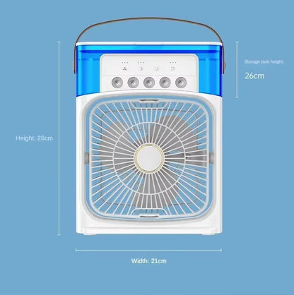 Mini Portable Humidifier Fan Air Conditioner Household Small Air Cooler Hydrocooling Portable Adjustment for Office 3 Speed Fan