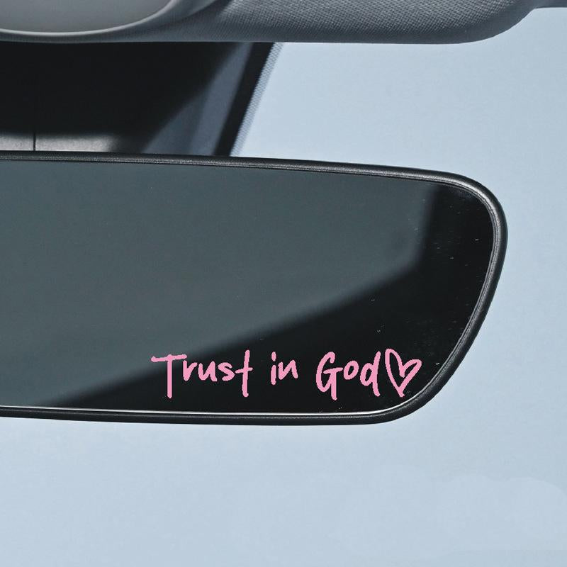 2Pcs Trust in God Car Rearview Mirror Sticker, Car Rearview Mirror Decal, Inspirational Vinyl Sticker, Ideal Christian Gift