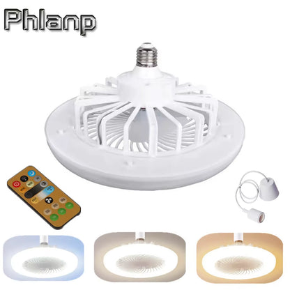 30W Ceiling Fan with Lighting Lamp E27 Converter Base with Remote Control for Bedroom Living Home Silent AC 85-265V