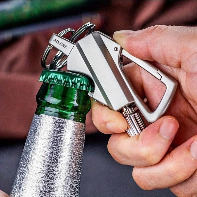3-In-1 All-Metal Multi-Functional Tool Keychain Bottle Opener - Waterproof and Reusable. Perfect for Outdoor Activities, Travel, Camping, Parties, Etc. Also an Excellent Choice as a Creative Gift.