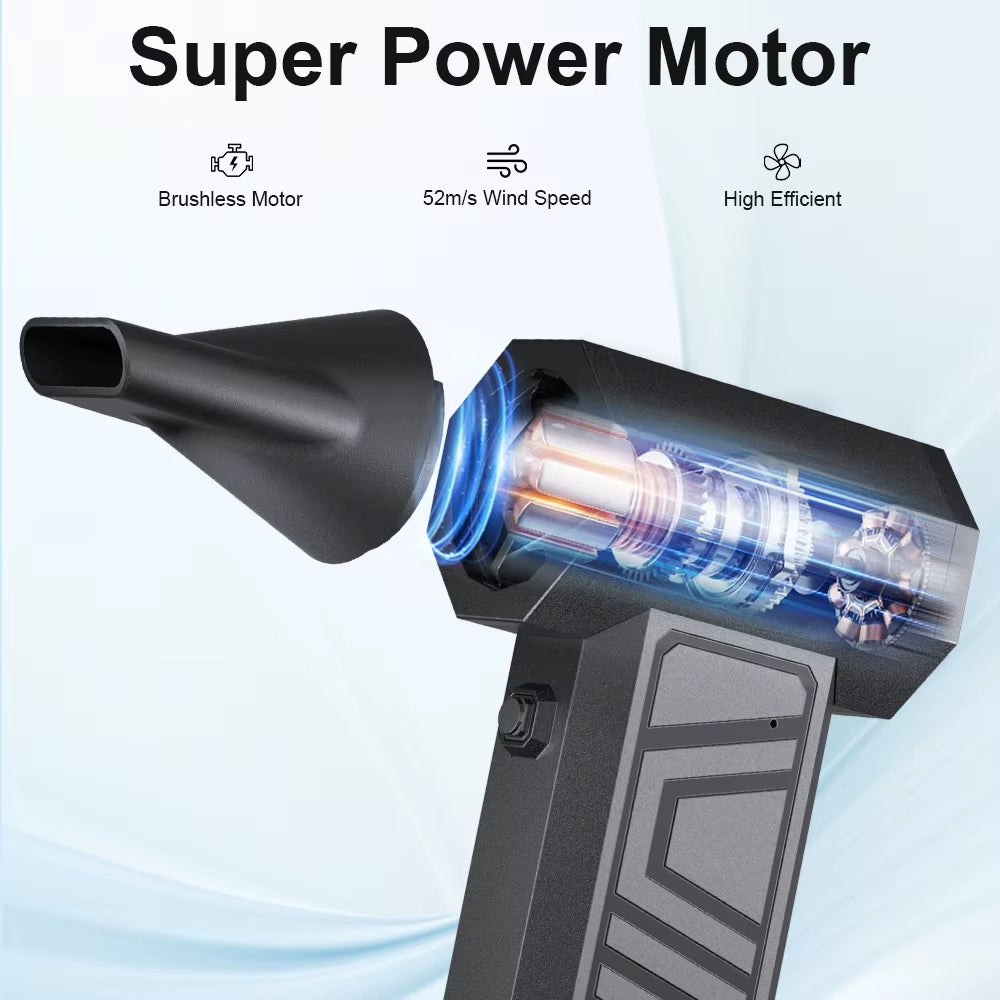 Electric Air Duster Blowing Snow Turbo Jet Fan Car Fan 5 Outlet Nozzles Cleaning Blower Tool 130000RPM Portable Type-C Charging