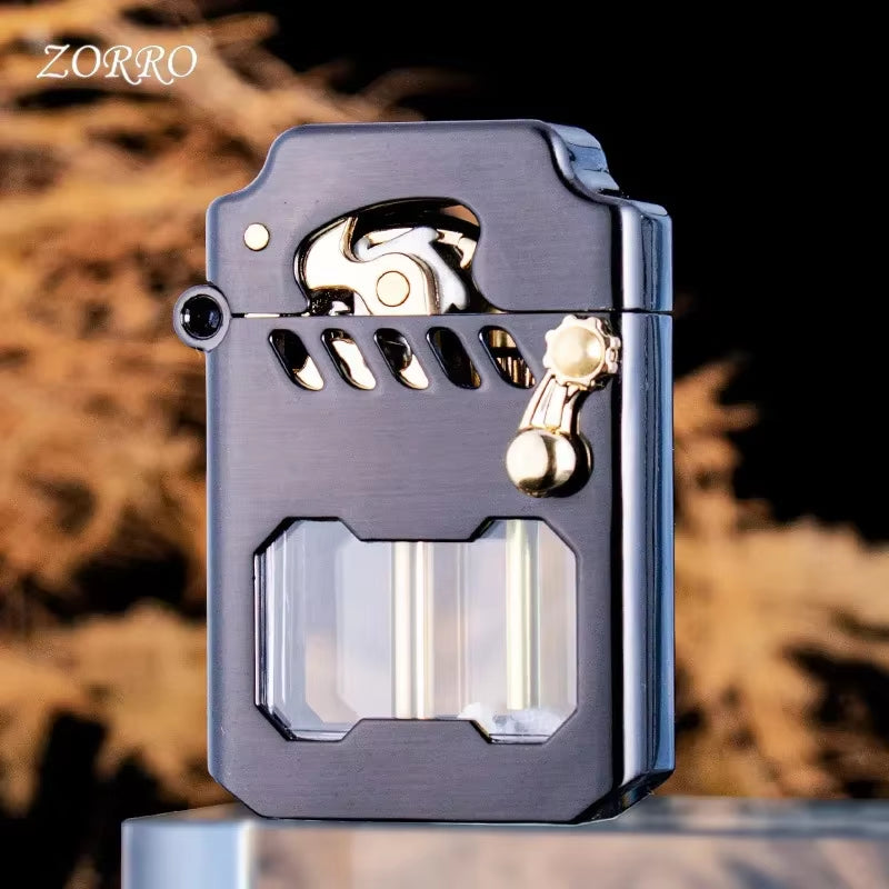 2025  Mecha Transparent Fuel Tank Mechanical Ejection Kerosene Lighter Metal High-Looking Creative High-End Men'S Gifts