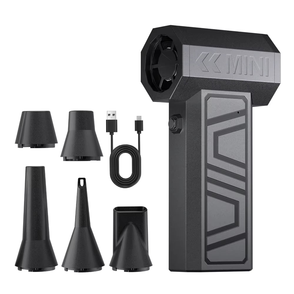 Electric Air Duster Blowing Snow Turbo Jet Fan Car Fan 5 Outlet Nozzles Cleaning Blower Tool 130000RPM Portable Type-C Charging