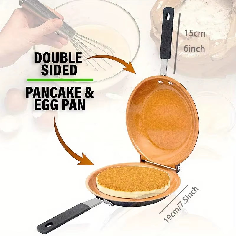 Double Sided Folding Non Stick Frying Pan, Breakfast Pan, Waffle and Cake Frying Pan, Kitchen Tools, New Kitchen Accessories