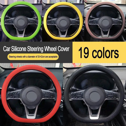 Car Silicone Steering Wheel Cover Men'S and Women'S Summer Fashion Sweat Wicking Non-Slip All-Season Model Thin and Soft