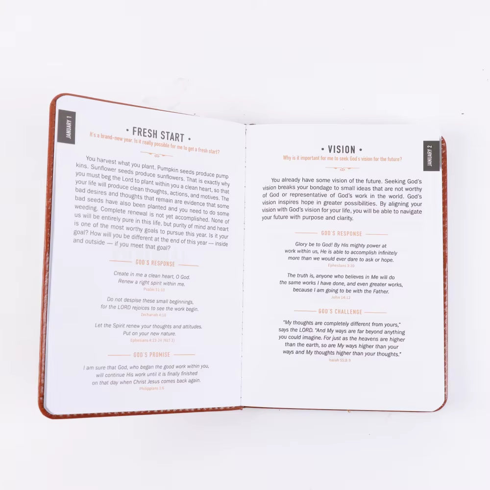 One Minute with God for Men 365 Devotions, Brown Faux Leather Flexcover, Ideal Gift for Dad, Husband, Pastor