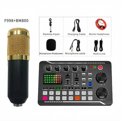 Live Sound Card, DJ Live Mixer, Bluetooth Sound Card Console, Recording Studio Sound Card, Used for Live Streaming Singing