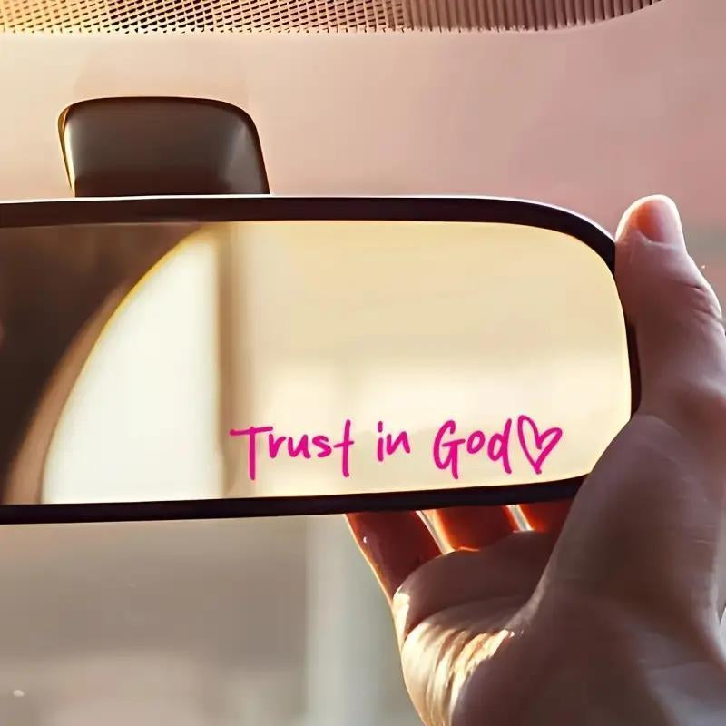 2Pcs Trust in God Car Rearview Mirror Sticker, Car Rearview Mirror Decal, Inspirational Vinyl Sticker, Ideal Christian Gift
