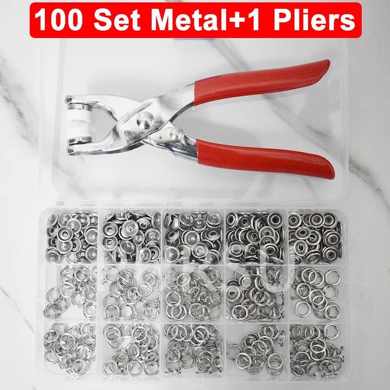 9.5Mm Metal Hollow Five-Claw Snap Button for Installing Clothes Bag Sewing and DIY Craft Hand Pliers Tool