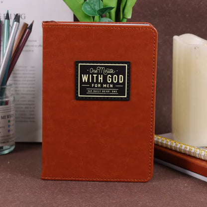 One Minute with God for Men 365 Devotions, Brown Faux Leather Flexcover, Ideal Gift for Dad, Husband, Pastor
