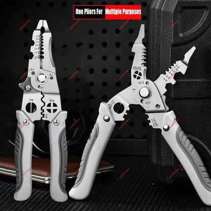 Electrician Wire Stripping Pliers Specific Crimper Cable Cutter Electricians Multifunctional Stripping Crimping Pliers Tool 1PCS