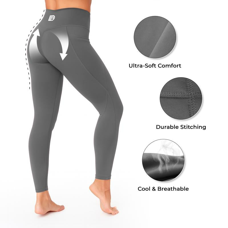Lux Decor Apparel High Waisted Butt Lifting Workout Leggings for Women -Breathable Solid Soft Stretch Yoga Pants - Tummy Control Side Pockets Shaping Gym Leggings- Available in All Sizes #Summervibes
