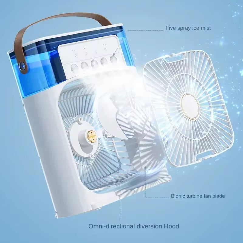 Mini Portable Humidifier Fan Air Conditioner Household Small Air Cooler Hydrocooling Portable Adjustment for Office 3 Speed Fan