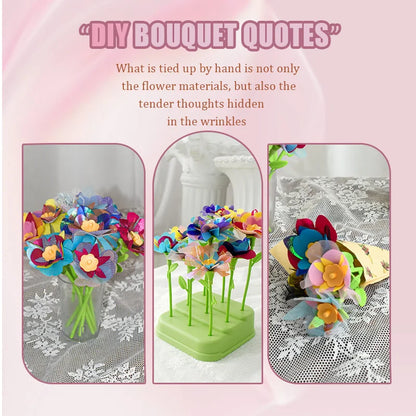 Fabric Flower Bouquets Toys DIY Craft Kits Toys for Kids Handmade Flowers Market Toy Girls Christmas Birthday Gift
