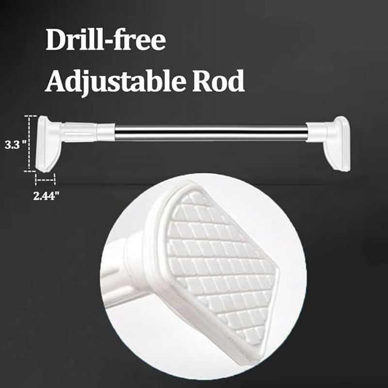 Drill-Free Telescopic Tension Rod for Hanging Clothes, Adjustable Nonslip Clothing Drying Rod, Stainless Steel Curtain Hanging Rack, Various Sizes, Easy to Install. for Bathroom, Window, Closet, Room Divider