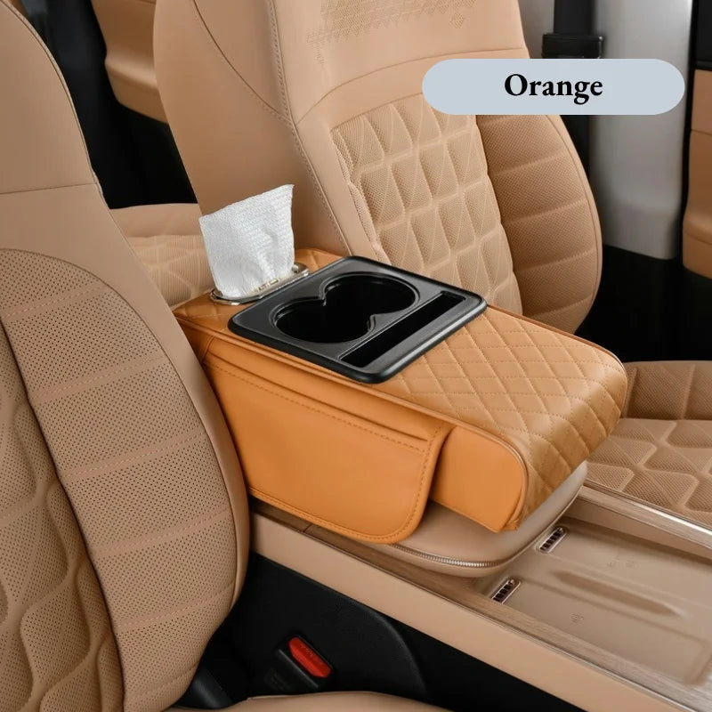 Auto Center Console Armrest Cushion with 2 Cup Holder Armrest Heightening Pad Auto Amrest Pillow Cover Pad for All Seasons