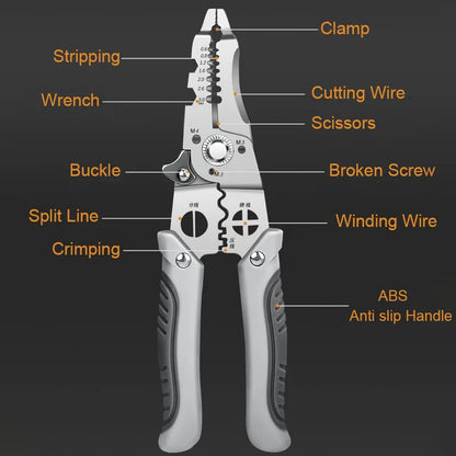 Electrician Wire Stripping Pliers Specific Crimper Cable Cutter Electricians Multifunctional Stripping Crimping Pliers Tool 1PCS