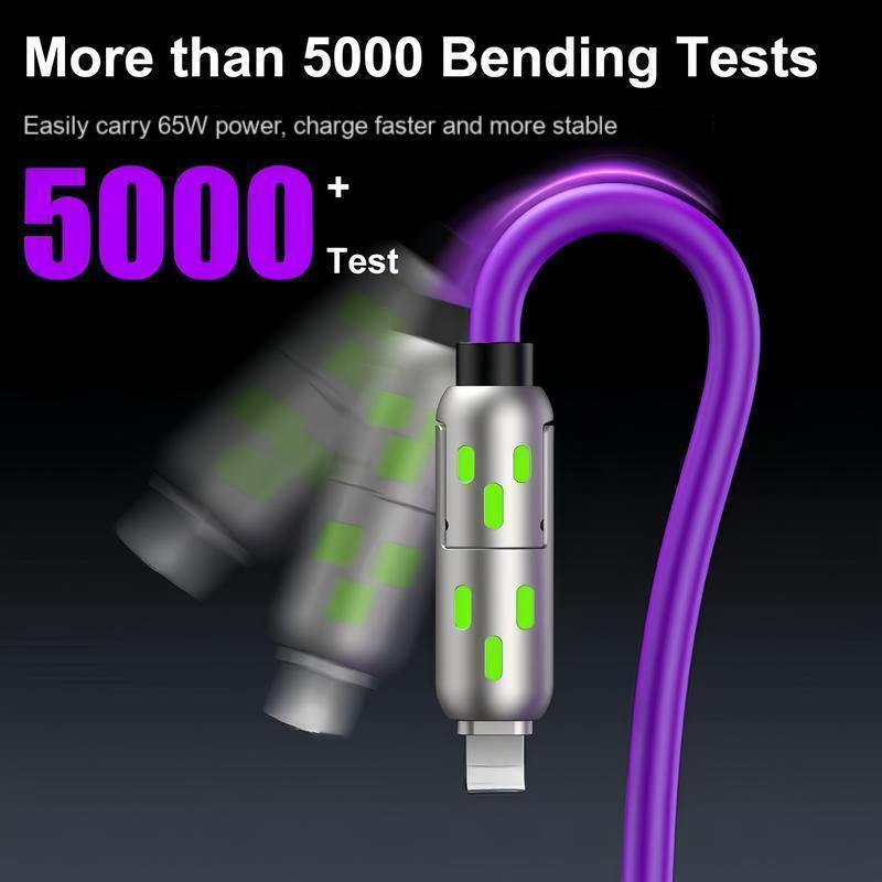 [Buy 1 Get 1 Free]-6.6Ft 4-In-1 USB-C Cable, PD Fast Charging, Data Sync, USB-A, Type-C, Lightning, Aluminum, Compatible