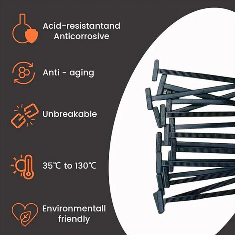 Durable Multi Purpose Nylon Cable Tie Buckle Universal Plastic Strap Clamp Tools for Home Office Workshop and Outdoor Use