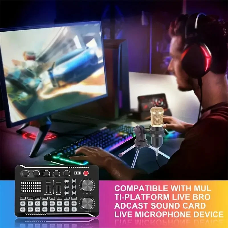 Live Sound Card, DJ Live Mixer, Bluetooth Sound Card Console, Recording Studio Sound Card, Used for Live Streaming Singing