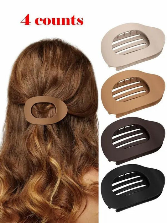 4 Counts Solid Color Hair Claw, Flat Claw Clips, Casual Versatile Hair Accessories for Women, Minimalist Headwear Suitable for Thick Hair, Fashion Hair Accessories for Party