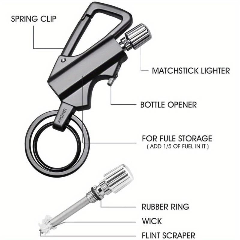 3-In-1 All-Metal Multi-Functional Tool Keychain Bottle Opener - Waterproof and Reusable. Perfect for Outdoor Activities, Travel, Camping, Parties, Etc. Also an Excellent Choice as a Creative Gift.