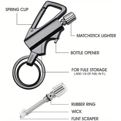 3-In-1 All-Metal Multi-Functional Tool Keychain Bottle Opener - Waterproof and Reusable. Perfect for Outdoor Activities, Travel, Camping, Parties, Etc. Also an Excellent Choice as a Creative Gift.