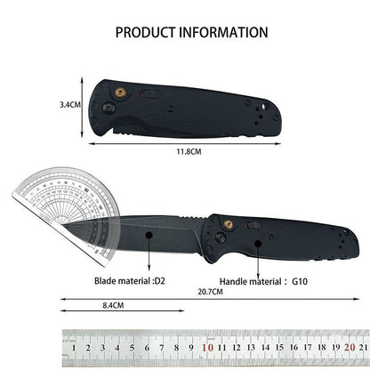 4300BK-02 CLA Utility Button Lock Folding Knife D2 Battlewash Blade G10 Handle Multifunctional Cutlery Tool for Outdoor Fishing Camping EDC