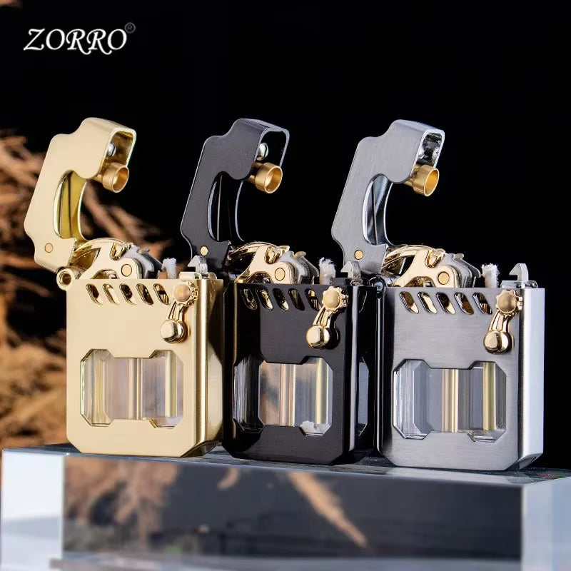 2025  Mecha Transparent Fuel Tank Mechanical Ejection Kerosene Lighter Metal High-Looking Creative High-End Men'S Gifts