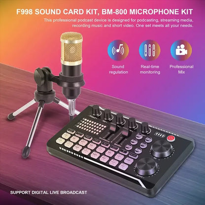 Live Sound Card, DJ Live Mixer, Bluetooth Sound Card Console, Recording Studio Sound Card, Used for Live Streaming Singing