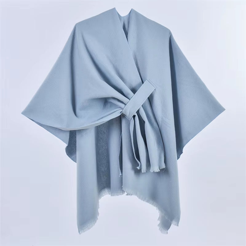 Women'S Elegant Shawl Wraps Soft Open Front Poncho Cape for Autumn Winter Solid Color Tassel Scarf Shawls Cloak Bufanda Pashmina