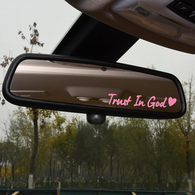 2Pcs Trust in God Car Rearview Mirror Sticker, Car Rearview Mirror Decal, Inspirational Vinyl Sticker, Ideal Christian Gift