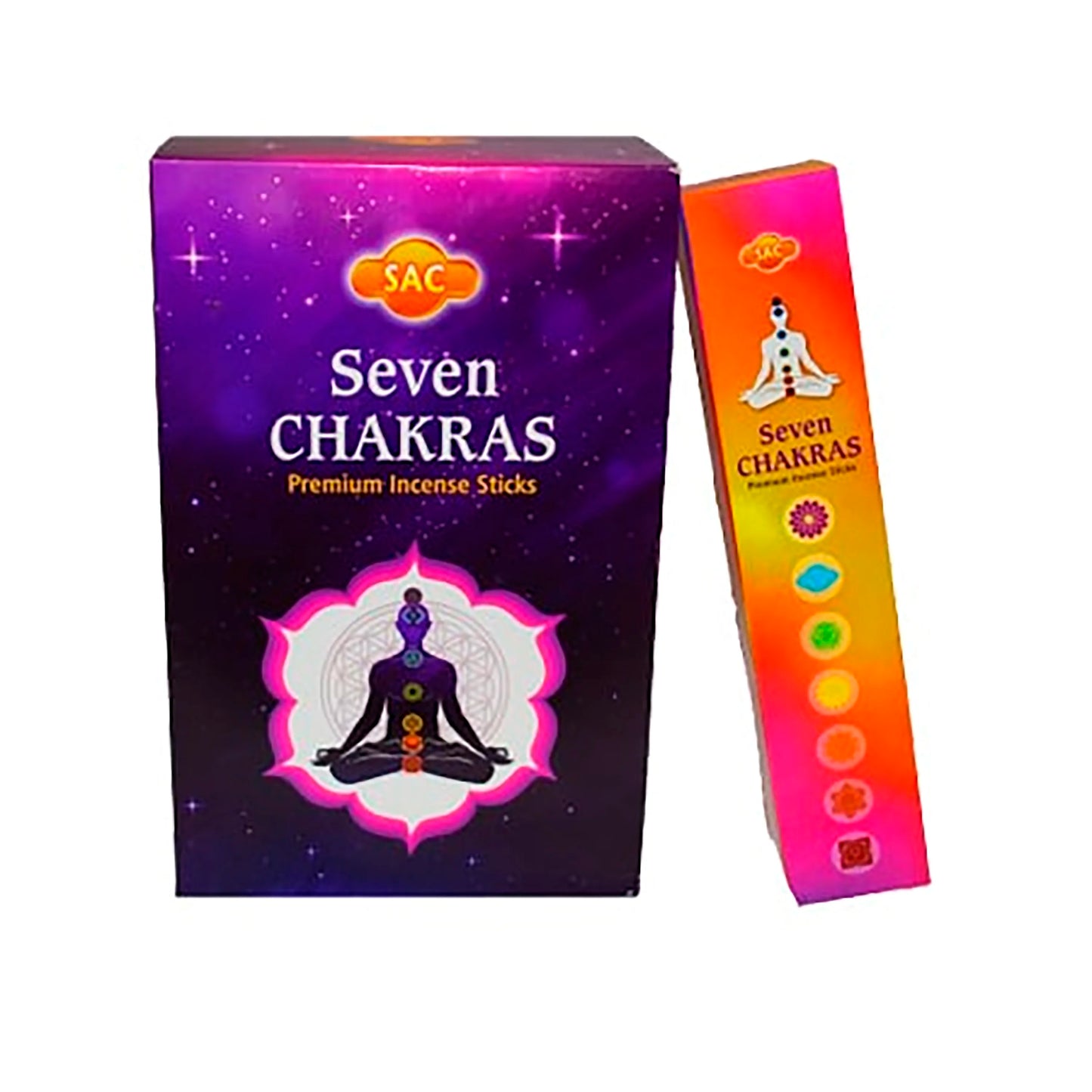 Original incense SAC Seven Chakras Crown third party Throat heart Solar Plexus Sacral and Root made in INDIA 30 sticks or 360 in box Premium quality intense Aroma 7 Archangels unique in Spain