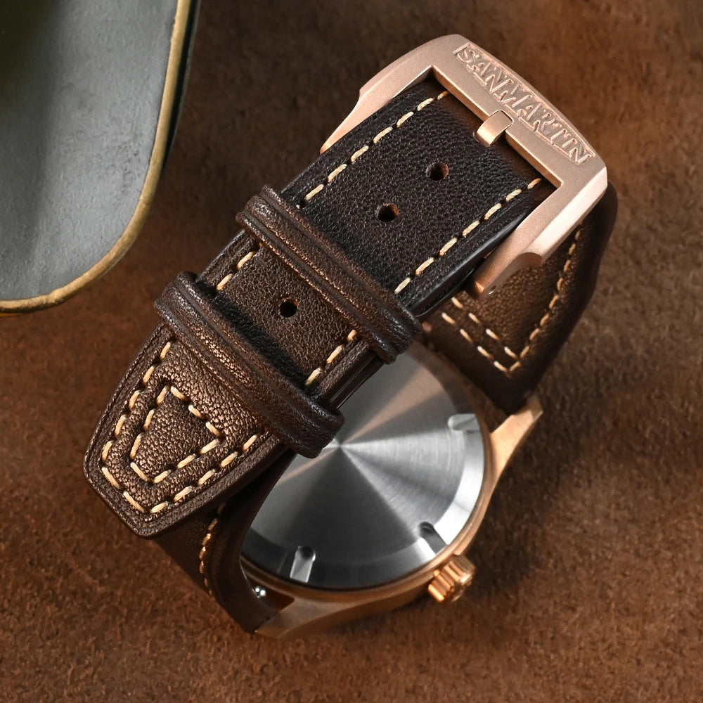 San Martin Logo Bronze Pin Buckles 18mm Watch Clasp 20mm For Strap Sterile 22mm Boucle Fibbia Orologio Brushed Durable DIY