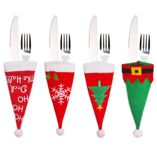 2023 年新年圣诞礼物餐具叉刀架袋子圣诞 2022 年诺埃尔圣诞装饰品适用于家庭餐桌装饰