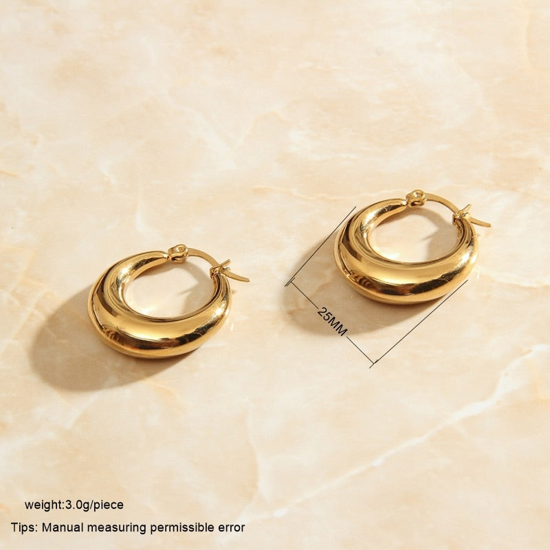 SOMMAR 镀金 25 毫米钢不锈钢女式耳环新月圆形女式耳环高品质珠宝