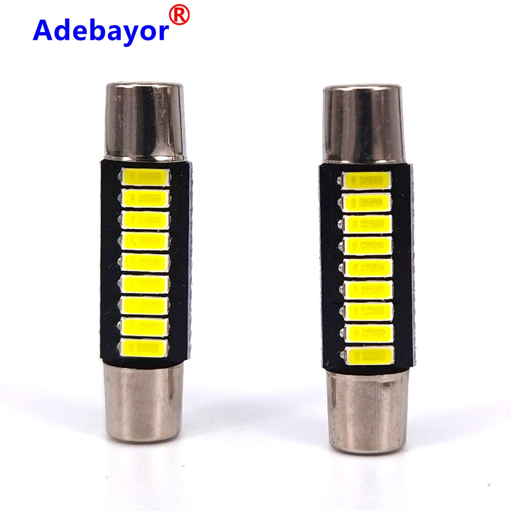 100pcs 28mm 31mm 9 SMD 4014 LED Lamp Bulb For Car Interior Sun Visor Vanity Mirror Fuse Light Pure White 12V car-styling