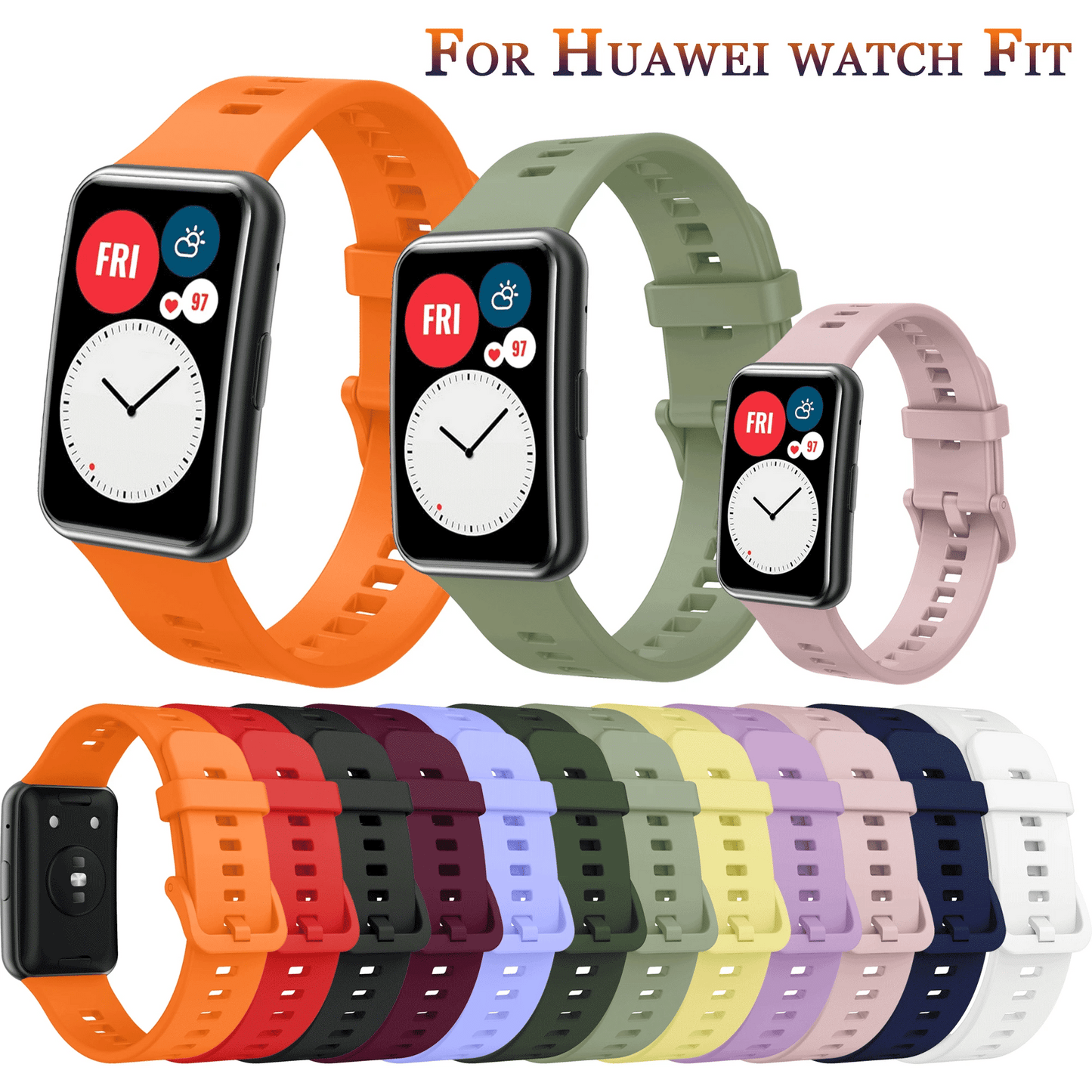 Soft Silicone Watch Strap For Huawei Watch Fit original SmartWatch Band Accessories For Huawei fit WristBand Bracelet with tool