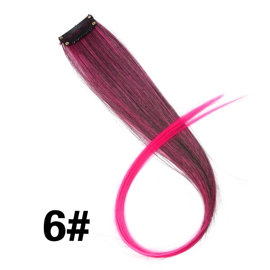 Alileader Clip On Hair Extension 57Color Ombre Straight Hair Extension Clip In Hairpieces High Temperature Faber Hair Pieces