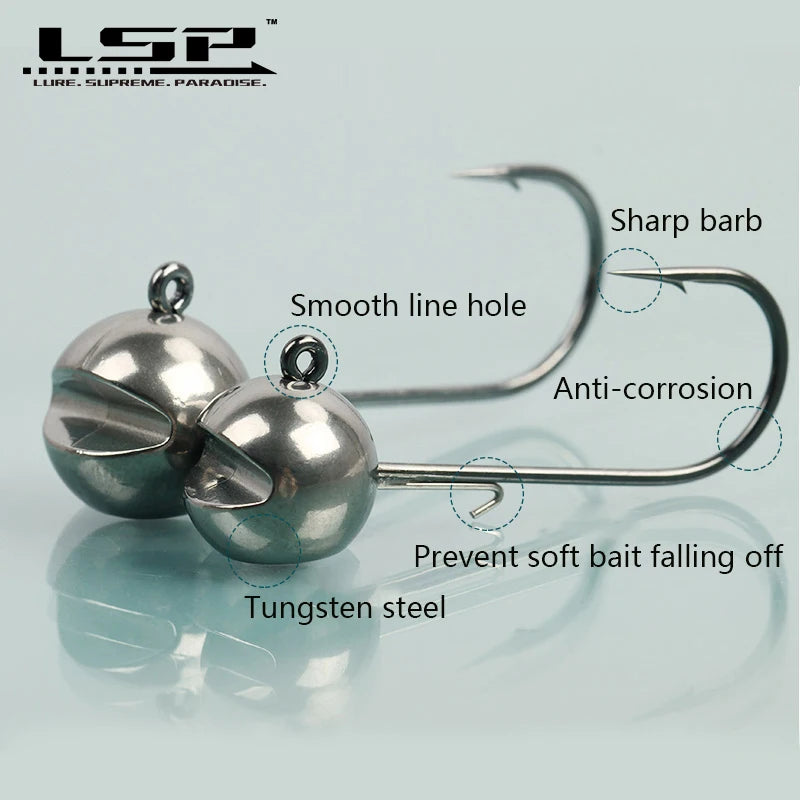 LSP Tungsten jig head Fishing Hook 1g 1.5g 2g 2.5g 3g 3.5g 5.3g 7g 10g 14g Barbed Fishhook Fishing Tackle Accessories Kit Pesca