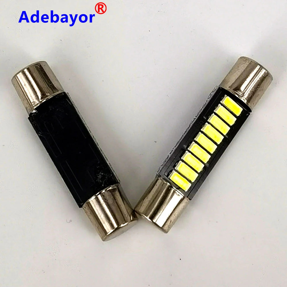 100pcs 28mm 31mm 9 SMD 4014 LED Lamp Bulb For Car Interior Sun Visor Vanity Mirror Fuse Light Pure White 12V car-styling