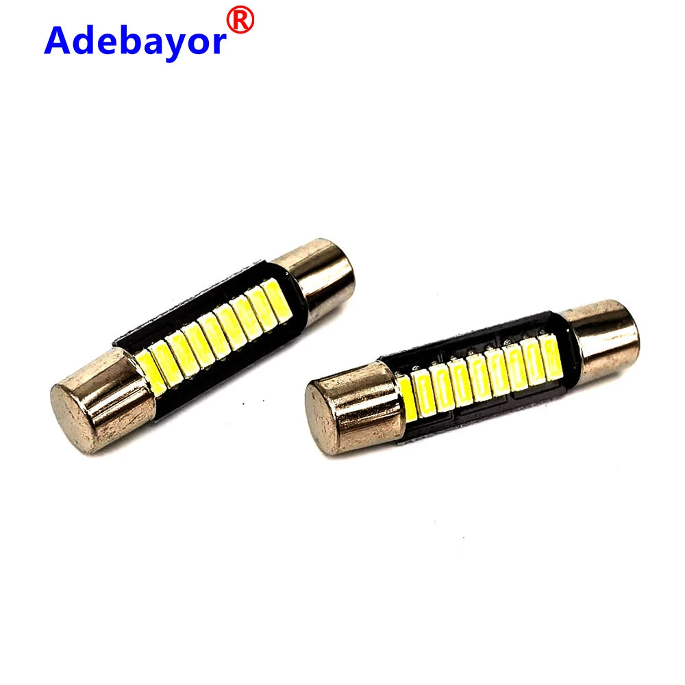 100pcs 28mm 31mm 9 SMD 4014 LED Lamp Bulb For Car Interior Sun Visor Vanity Mirror Fuse Light Pure White 12V car-styling