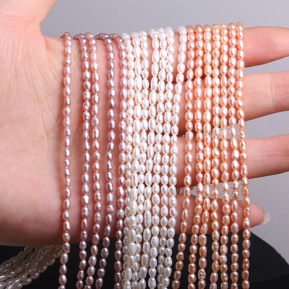 Natural Freshwater Pearl Beaded High Quality Rice Shape Punch Loose Beads for Make Jewelry DIY Bracelet Necklace Accessories